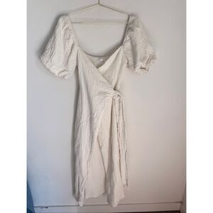 SABO Cora 100% Cotton Minimalist Vacation Textured Wrap Dress Size 4